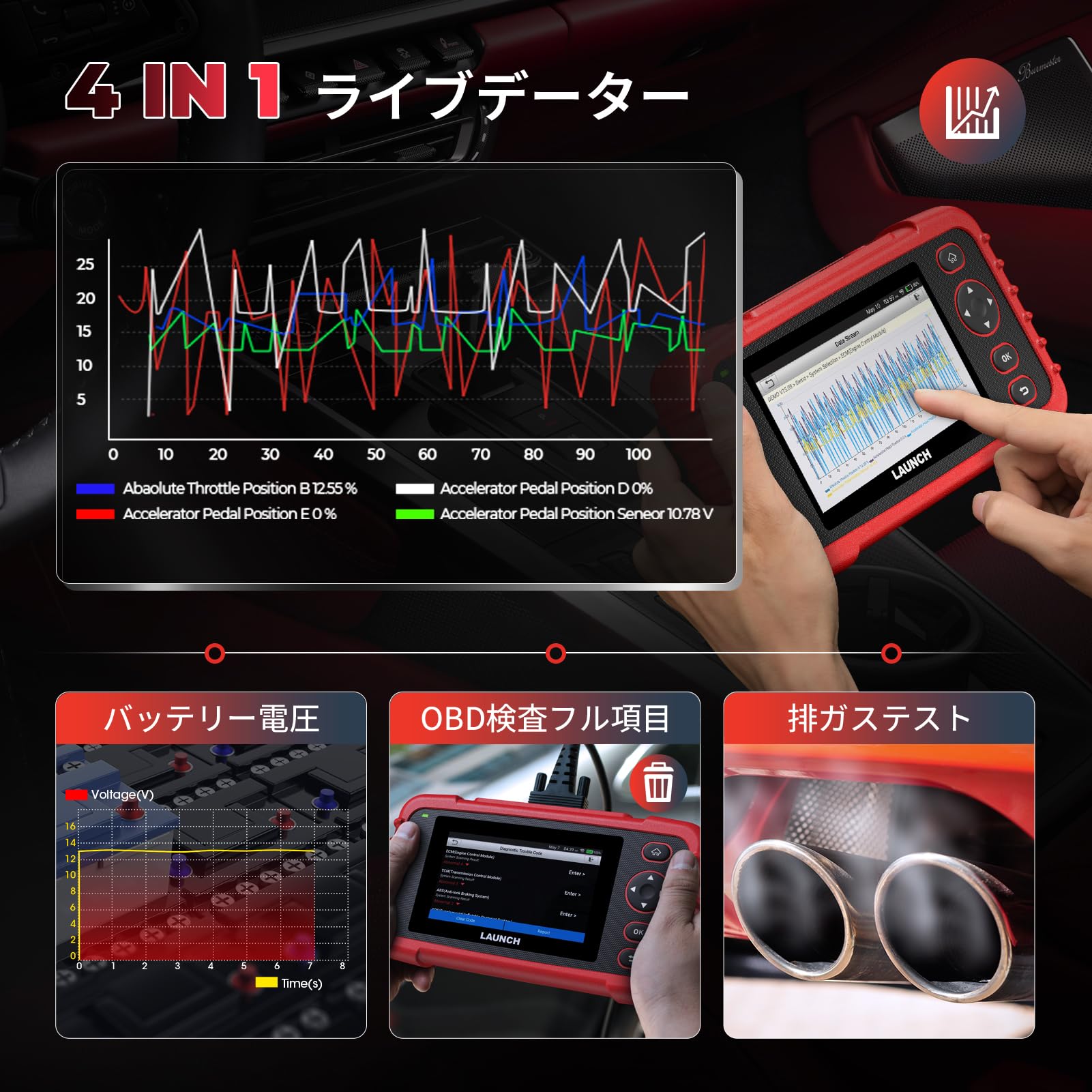Amazon.co.jp: LAUNCH obd2 診断機 CRP129X V3.0 日本語 自動車故障